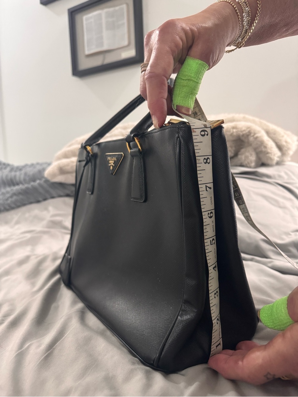 Prada Black Saffiano Leather Satchel with Gold Hardware - Picture 8 of 8